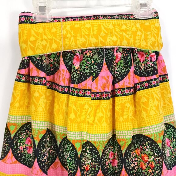 Vtg Mr B of California Maxi Skirt Small? Boho Black Yellow Pink Floral Print - Picture 5 of 10